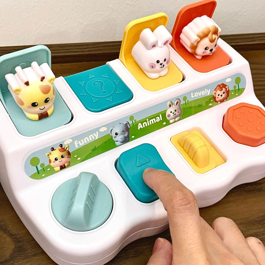 Cause-And-Effect Toys for Babies, educational toys for 1 year old, Developmental Toy With Buttons &amp; Color Sorting Animal, toddlers 2-3, 18 Months kids Pop-Up toys, 6-12 months baby birthday gift.